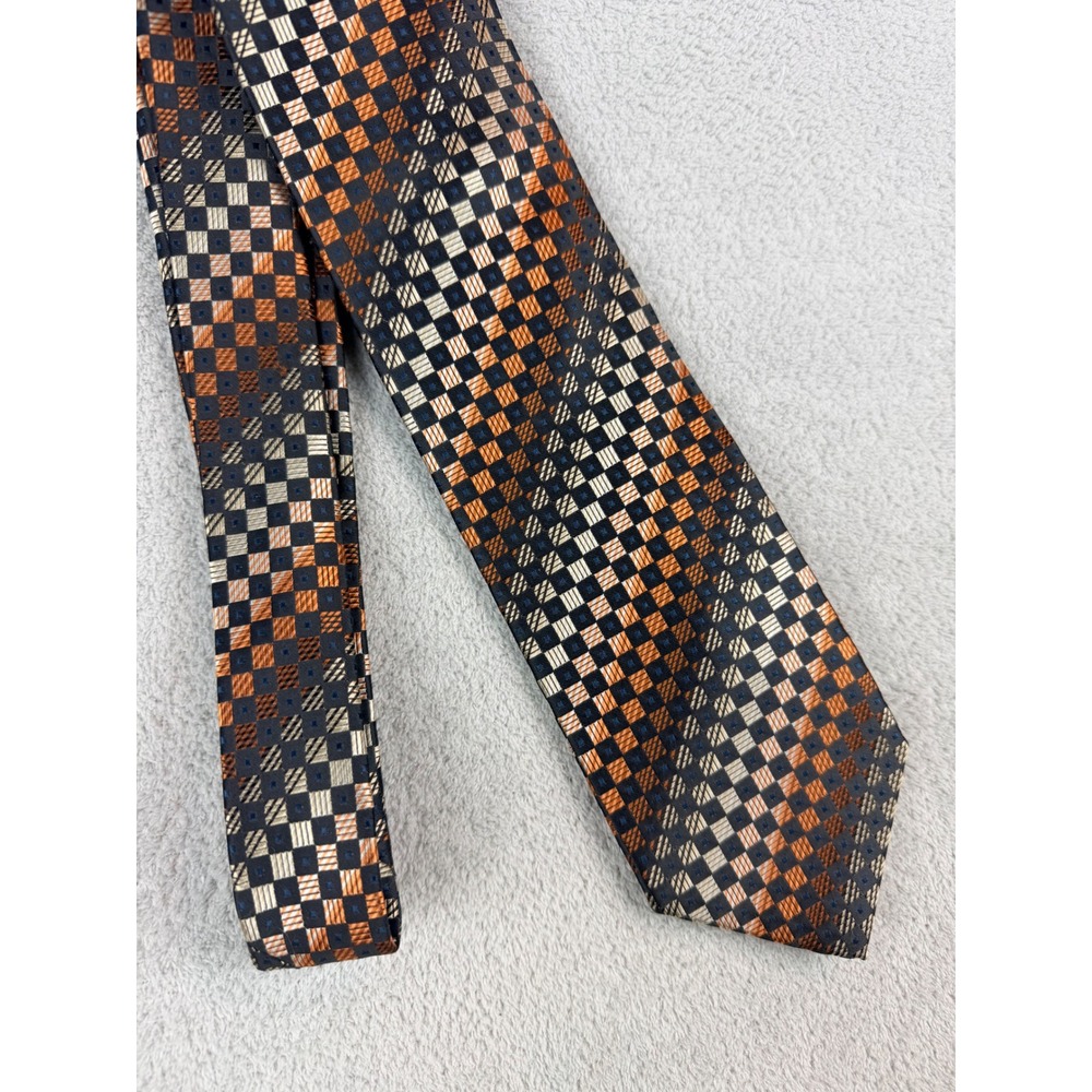 Alexander Julian Colours Mens Geometric Tie Orange Navy Silver Woven